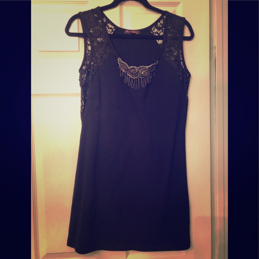 Vintage Betsey Johnson beaded little black dress